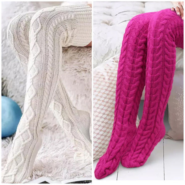 “Cozy Toes” Cable knit Over The Knee Socks