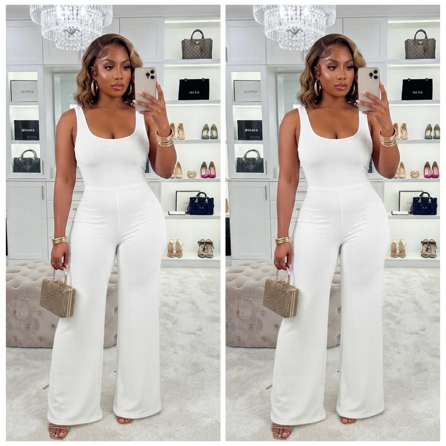 “Paris” White Tank Jumpsuit