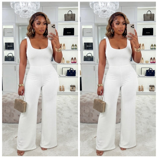 “Paris” White Tank Jumpsuit