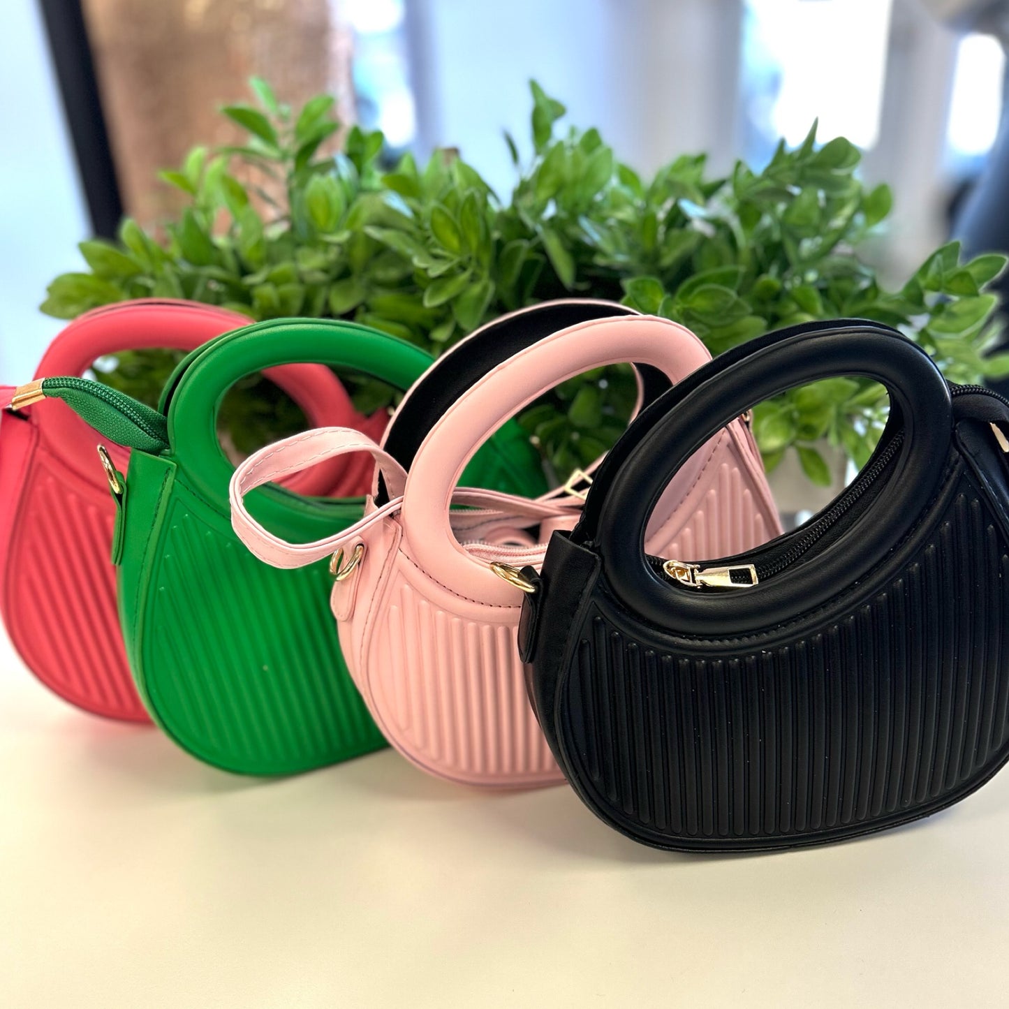 “Cutie” Asymmetrical Ribbed Crossbody Purse
