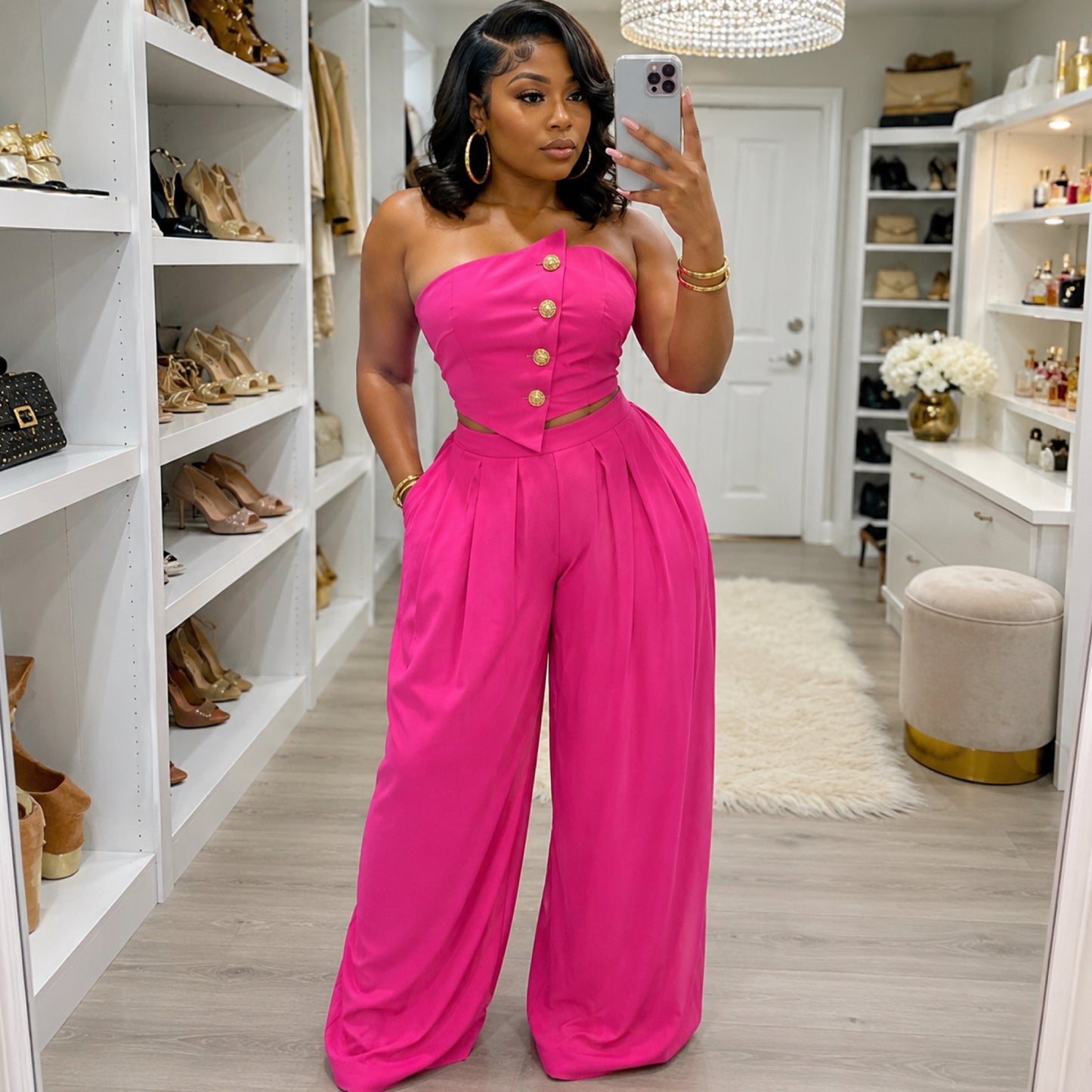 “Passion” Pink 2 Piece Wide Leg Pant Set