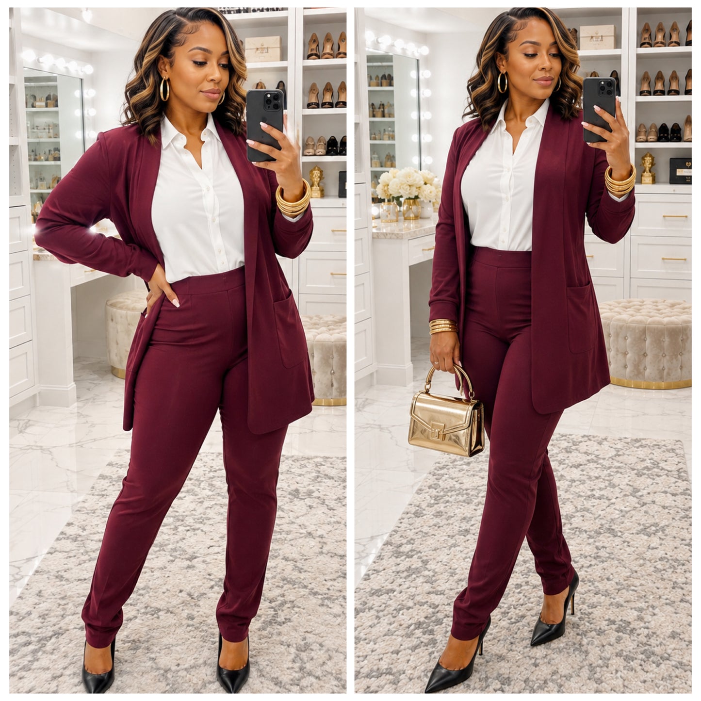 “Work Chic” Casual 2 Piece Blazer Pant Set
