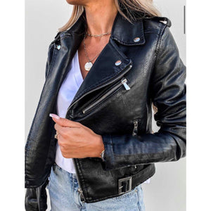 “Harley” Black Faux Leather Biker Jacket