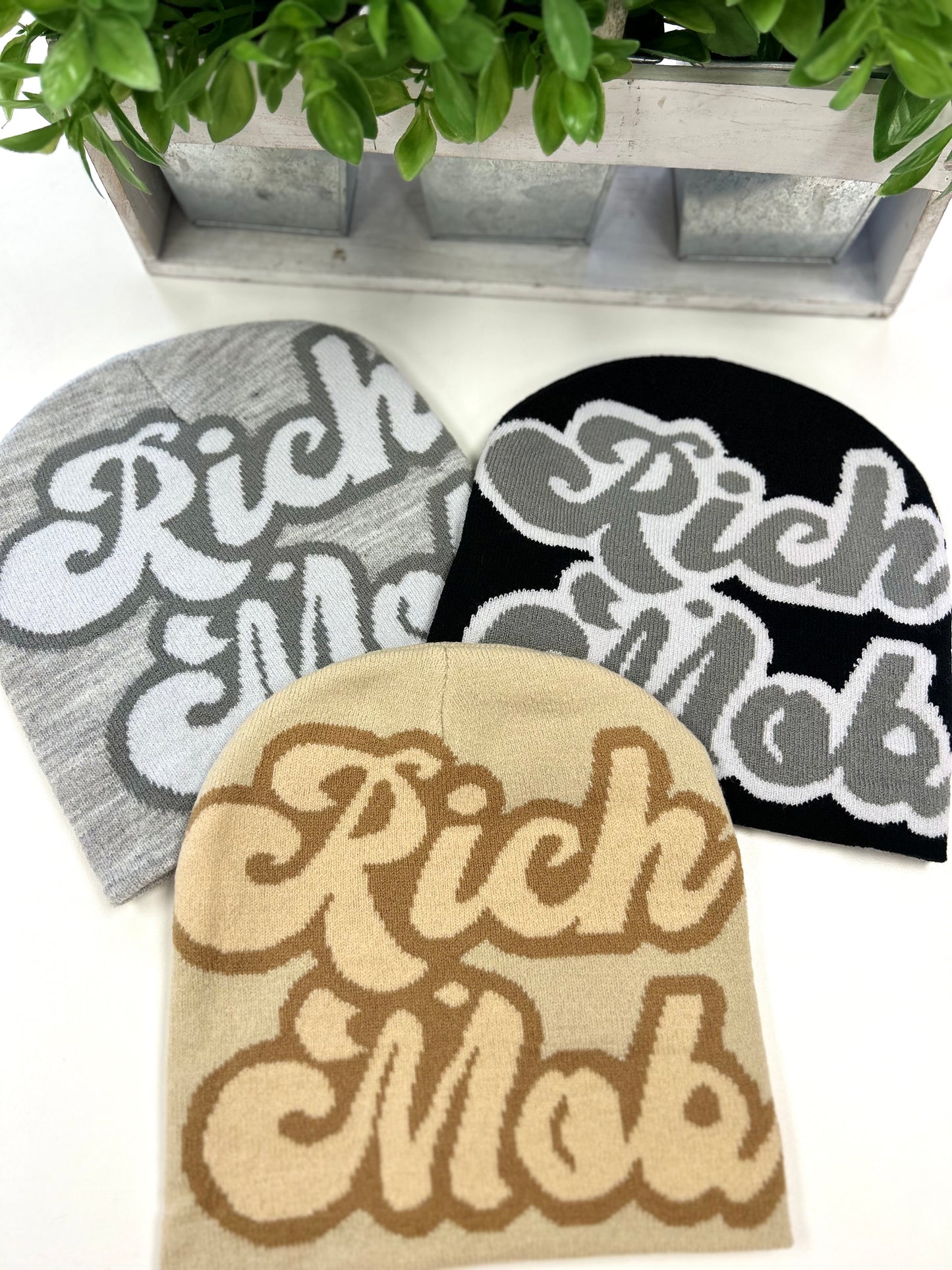 Print Knit Beanie Hat