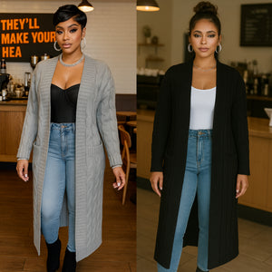 “Anastasia” Lightweight Cable Knit Cardigan Sweater
