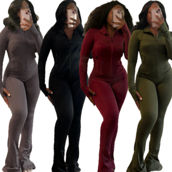 “Ivy” 2 Piece Lightweight Stretch Long Sleeve Pant Set