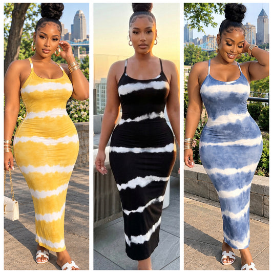 “Smoke” Tie Dye Racerback Maxi Dress