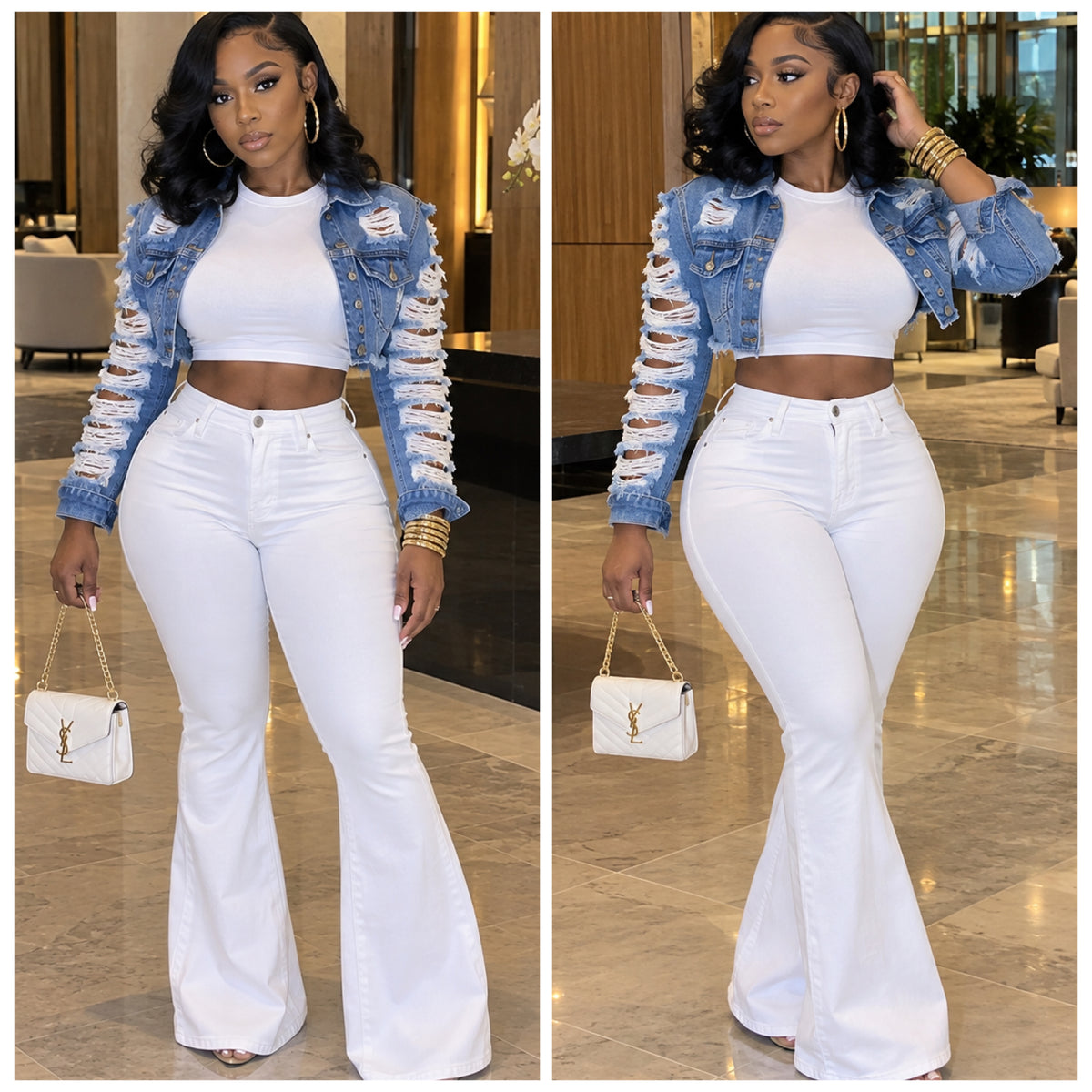 Distressed Shredded Denim Crop Jacket