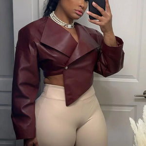Burgundy Faux Leather Jacket