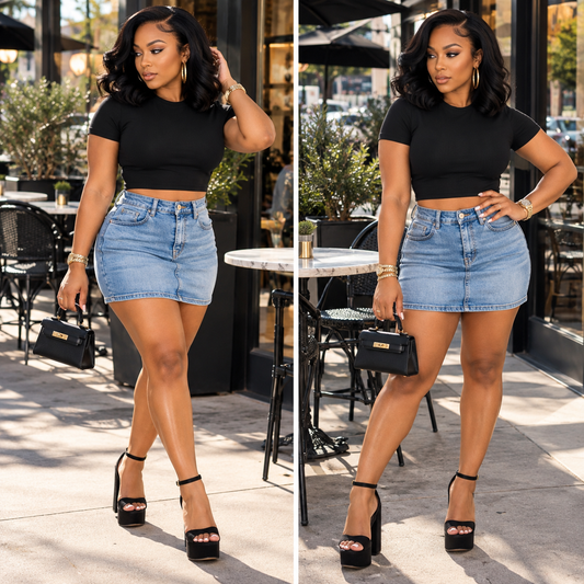 Stretch Denim Mini Skirt