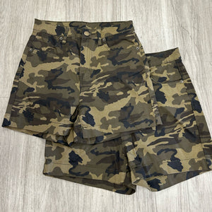 Green Denim Camouflage Shorts