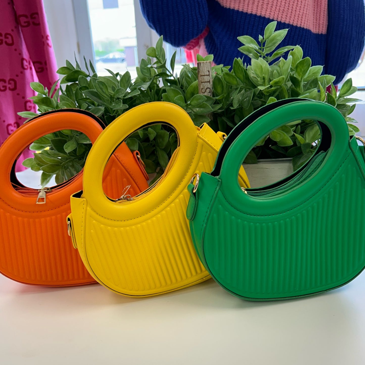 “Cutie” Asymmetrical Ribbed Crossbody Purse