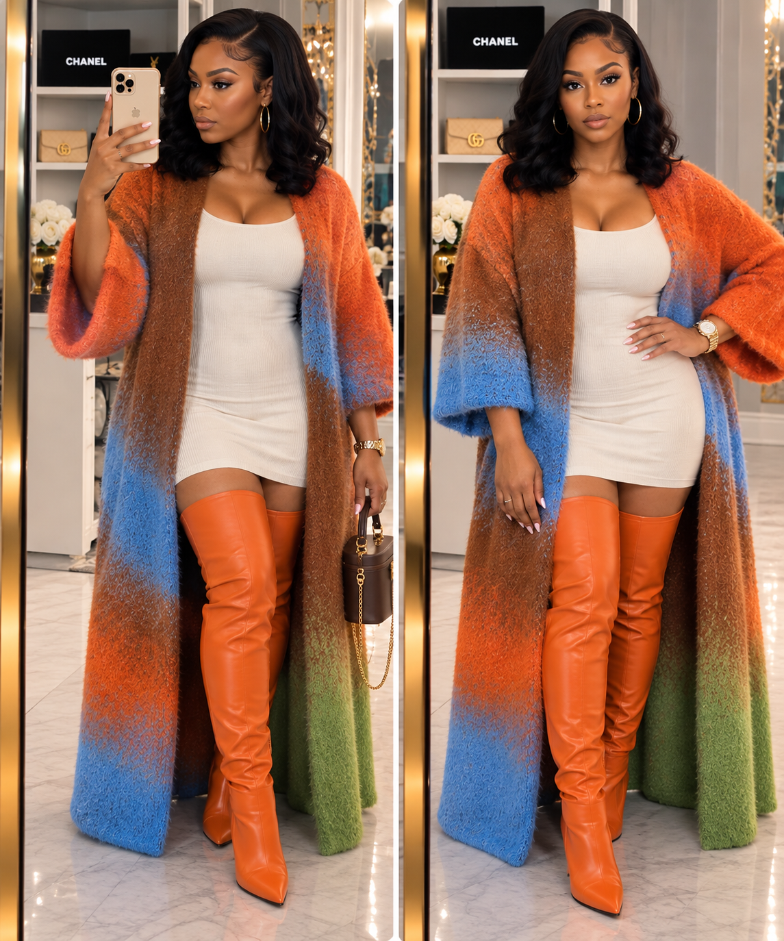 “Sunset” Wool Oversized Multicolor Cardigan”