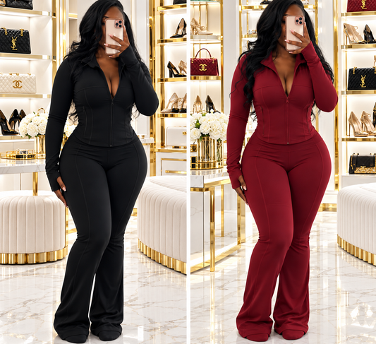 “Ivy” 2 Piece Lightweight Stretch Long Sleeve Pant Set