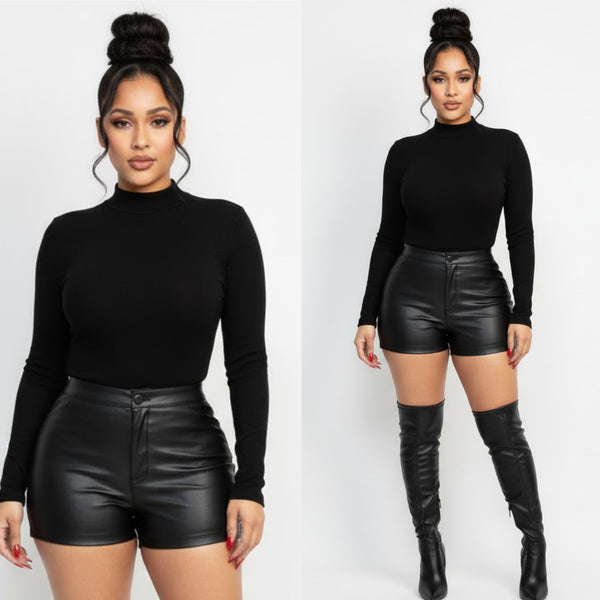 “Heather” Lightweight Mock neck Long Sleeve Shirt