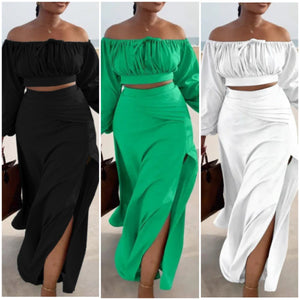 “Paradise” 2 Piece Long Sleeve Skirt Set