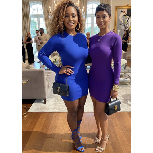 “Nunu” Ribbed Fitted Long Sleeve Mini Dress