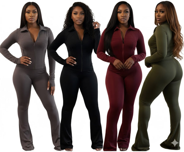 “Ivy” 2 Piece Lightweight Stretch Long Sleeve Pant Set