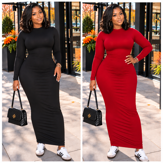 “Cassie” Long Sleeve Maxi Dress