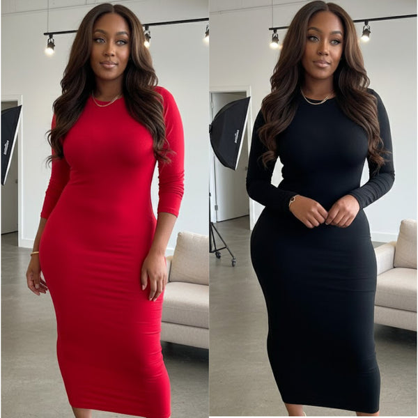 “Mya” Cotton Long Sleeve Maxi Dress