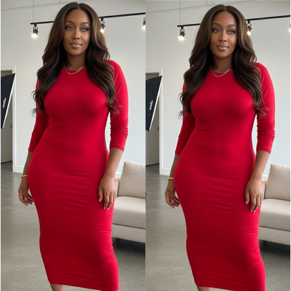 “Mya” Cotton Long Sleeve Maxi Dress