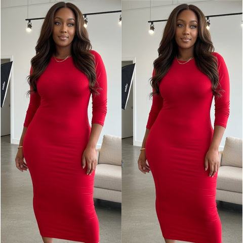 “Mya” Cotton Long Sleeve Maxi Dress