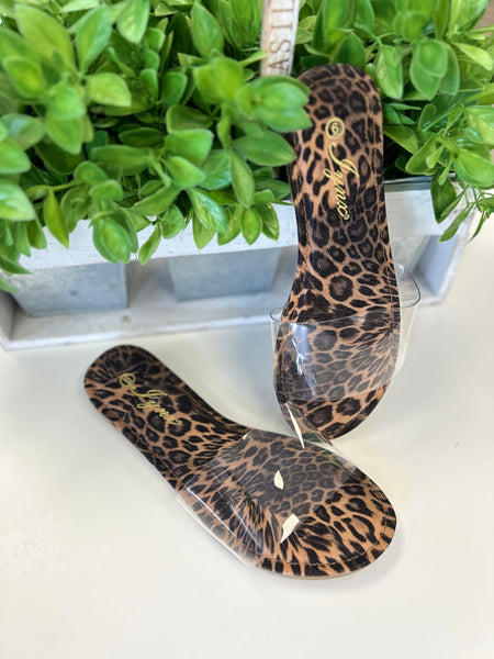 Animal Print Clear Strap Sandals