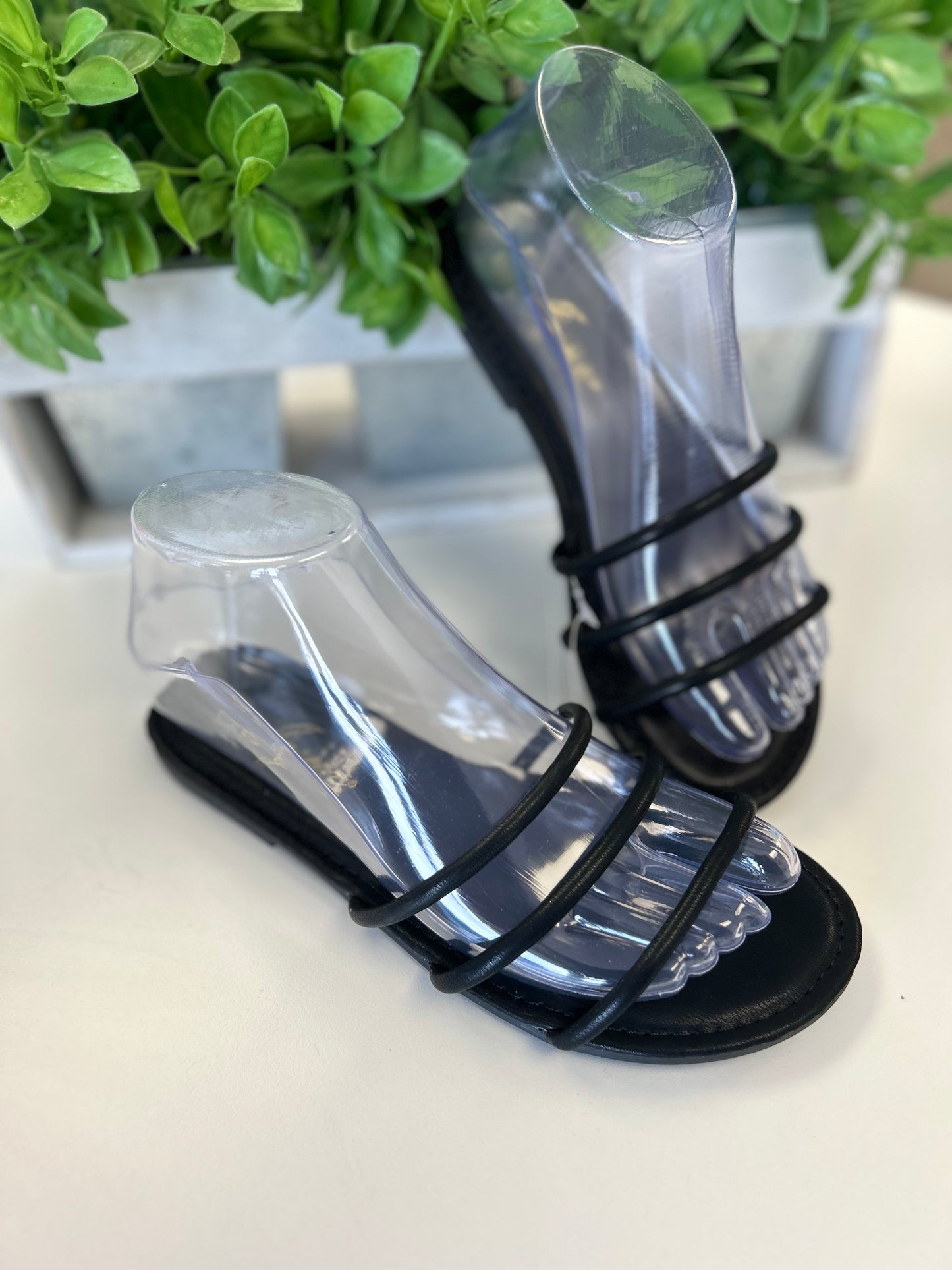 Triple Strap Faux Leather Sandals