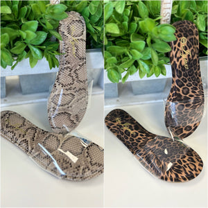Animal Print Clear Strap Sandals