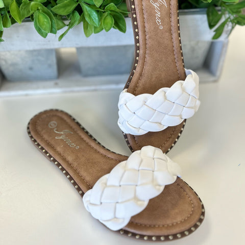 White Braided Sandals