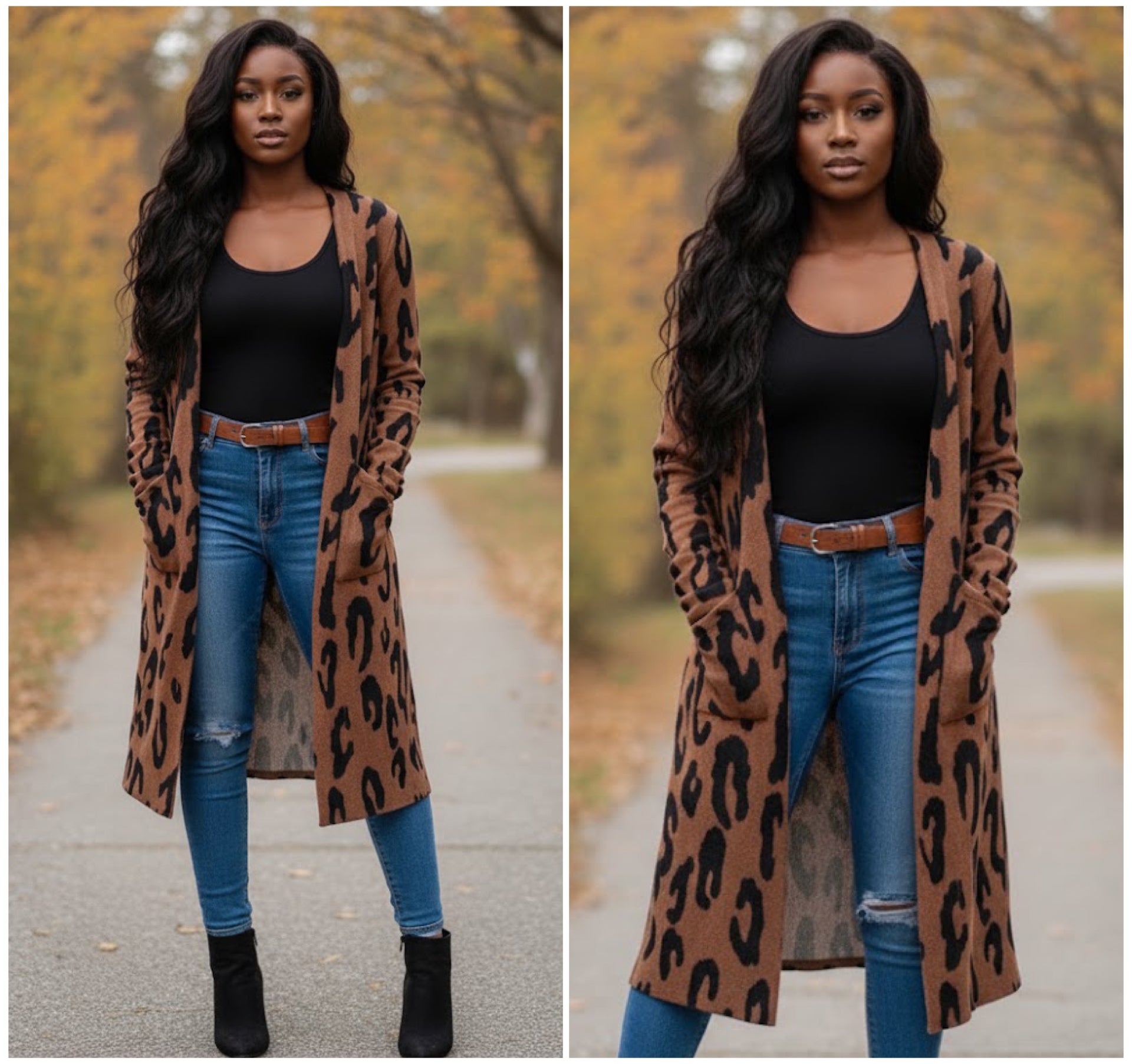 “Nyla” Leopard Open Long Sleeve Cardigan