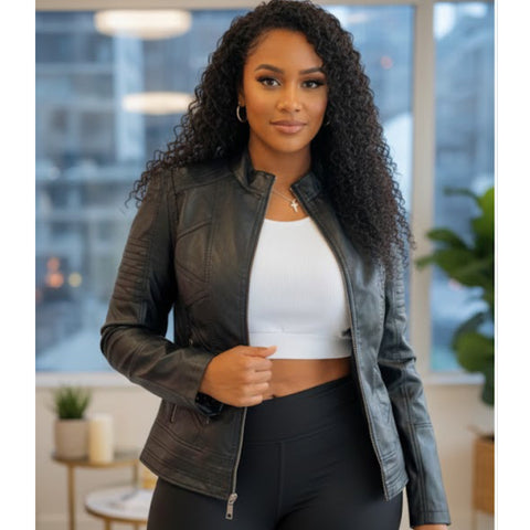 Fitted Moto Leather Jacket