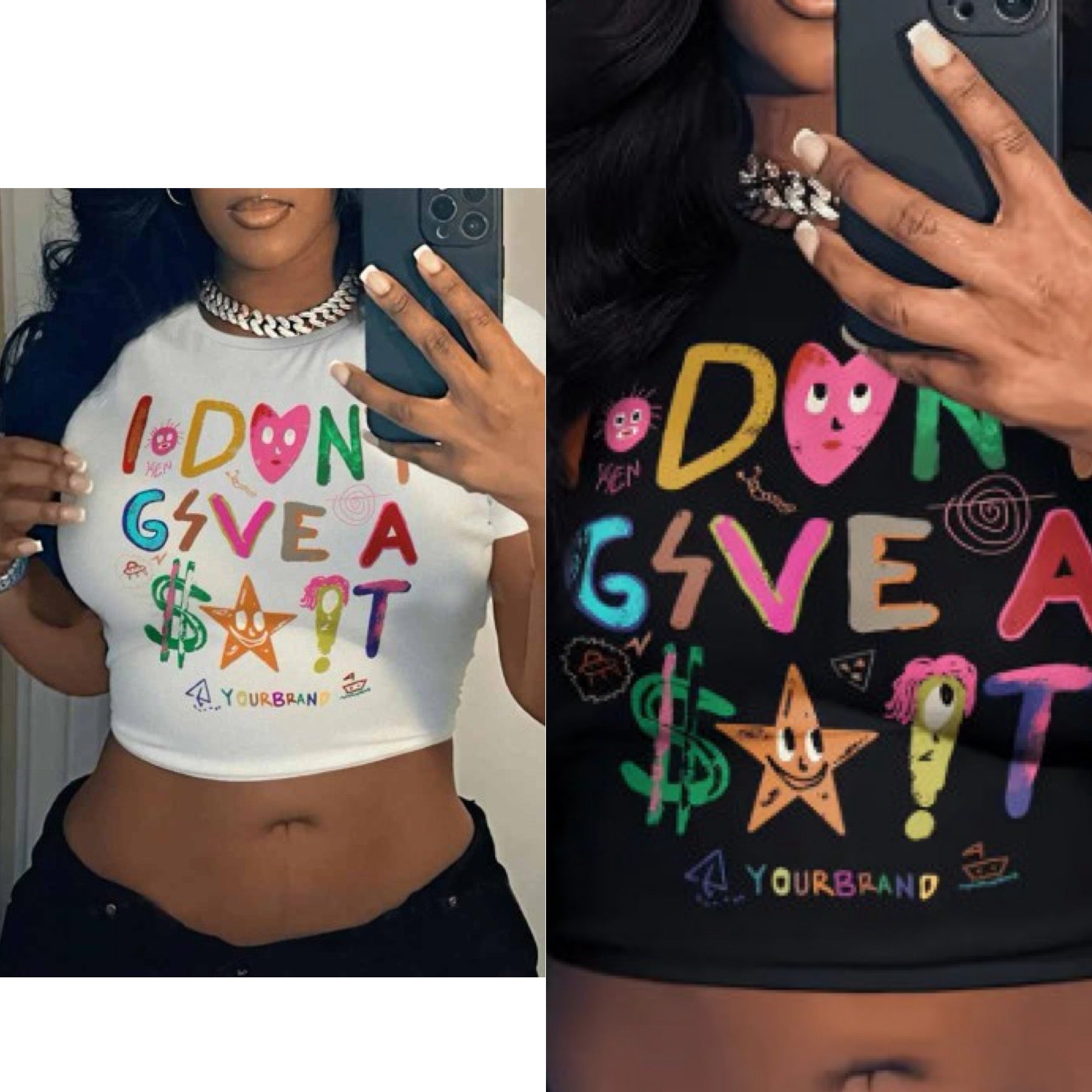 “Don’t give a S” Crop Short Sleeve Graphic Tee Shirt