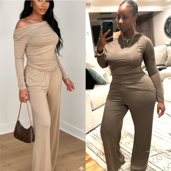 “Raquel” 2 Piece Lightweight Long Sleeve Pant Set