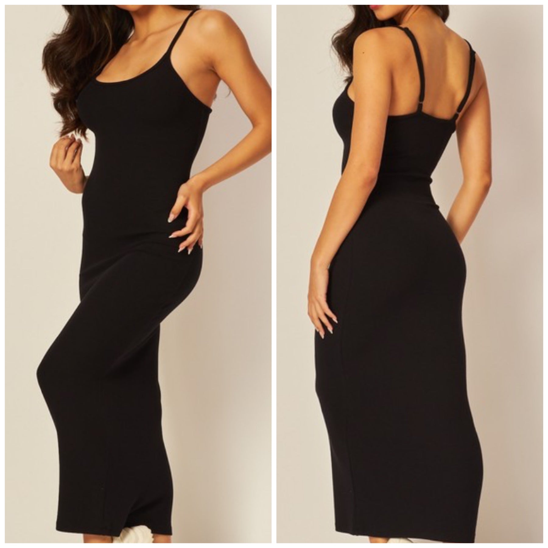 “Melissa” Spaghetti Strap Ribbed Maxi Dress