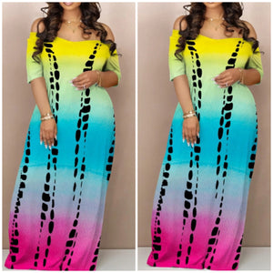 “Marley” Pocket Ombré Short Sleeve Tie Dye Maxi Dress