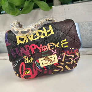 Mini Quilted Graffiti Crossbody Purse