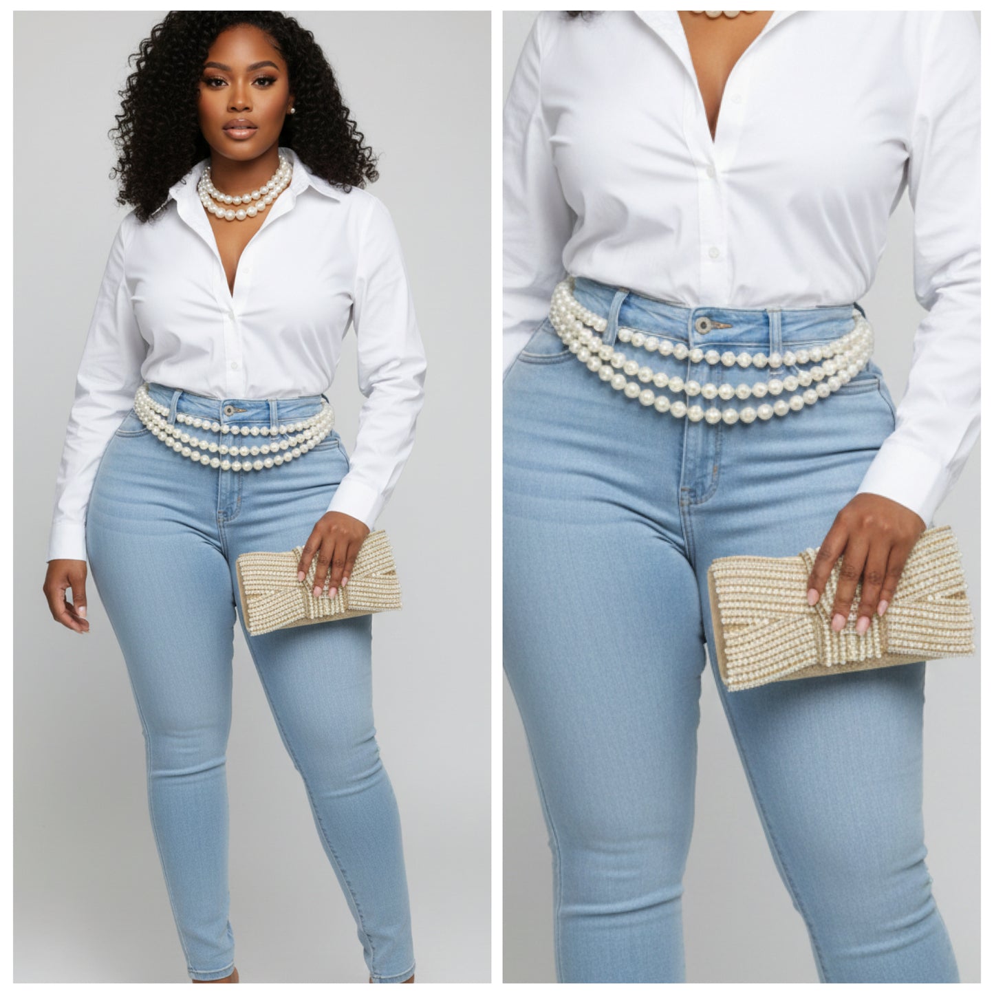 Draped Pearl Chain Belt