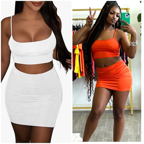 “Shani” Soft 2 Piece Crop Skirt Set