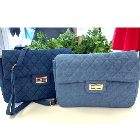 Quilted Denim Backpack Purse