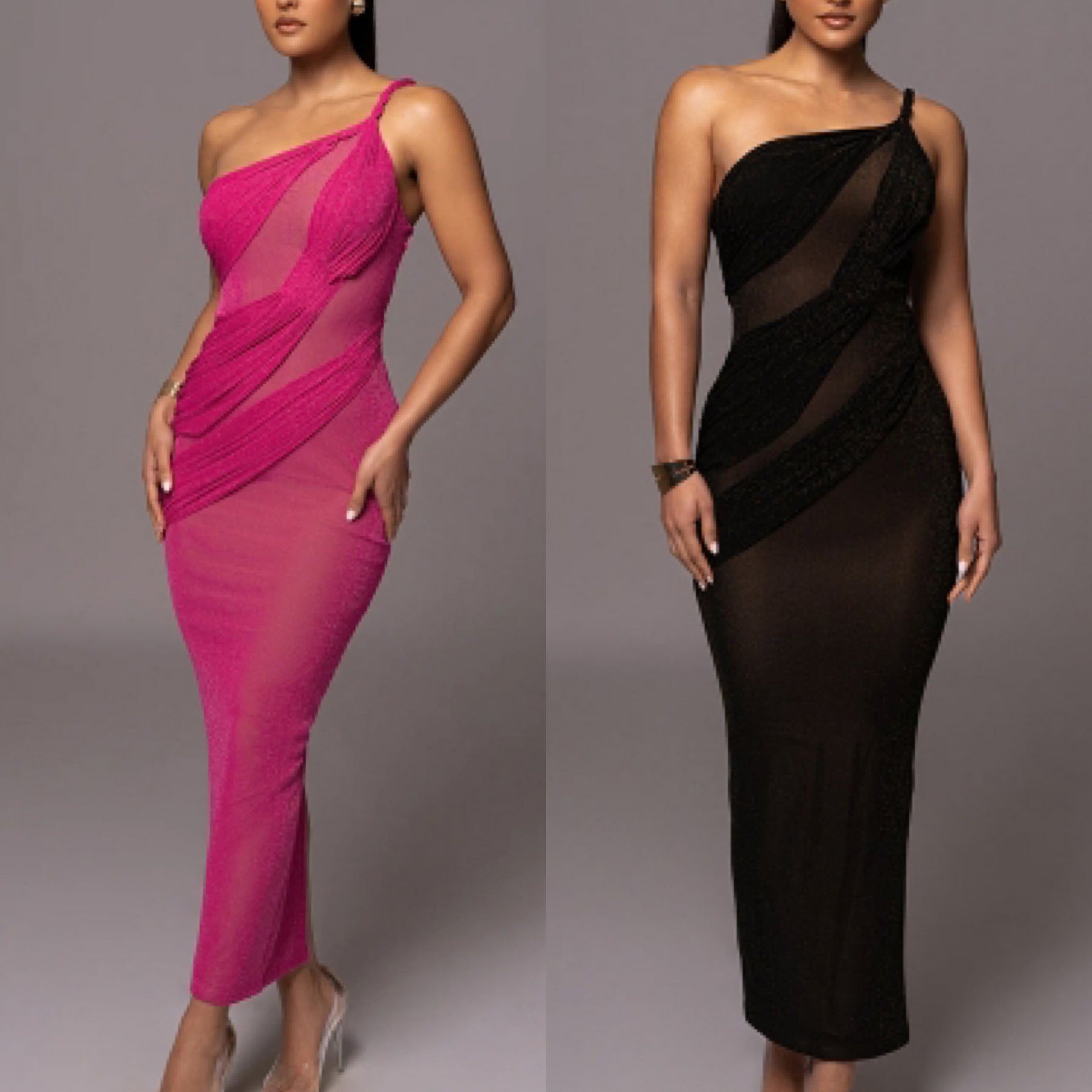 “Night to Remember” Asymmetrical One Shoulder Sheath Maxi Evening Dress