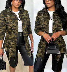 “Salute” Camo Button Up Lightweight Jacket