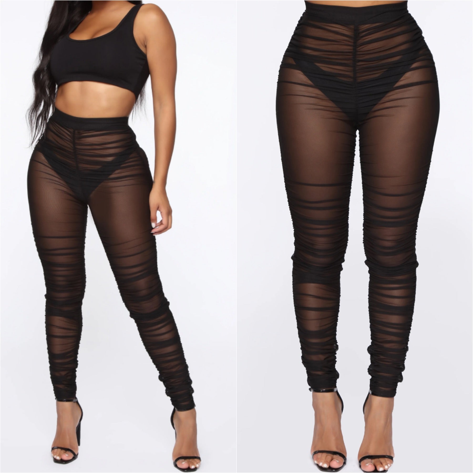 “Blair” Black Mesh Scrunch Leggings