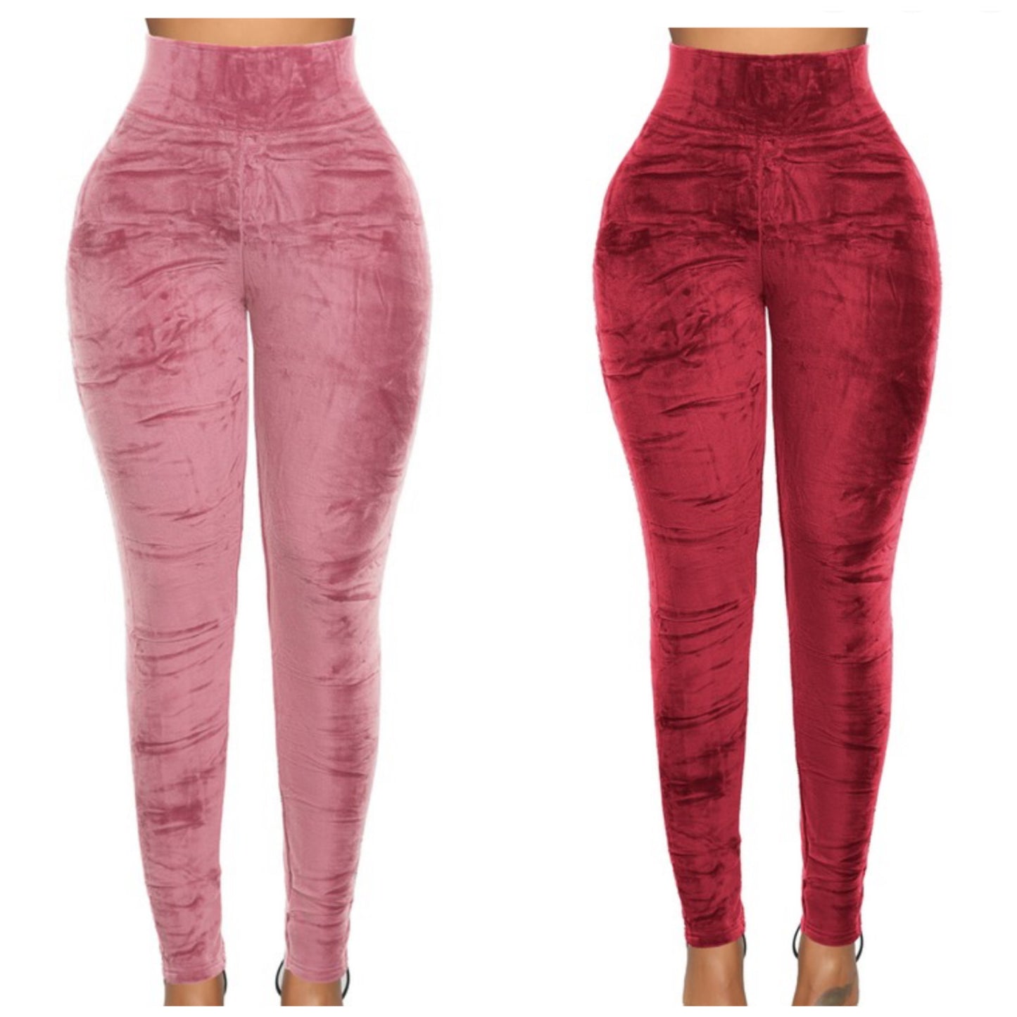 Fleece Super Stretchy Fashion High Waisted Faux Crushed Velvet Leggings
