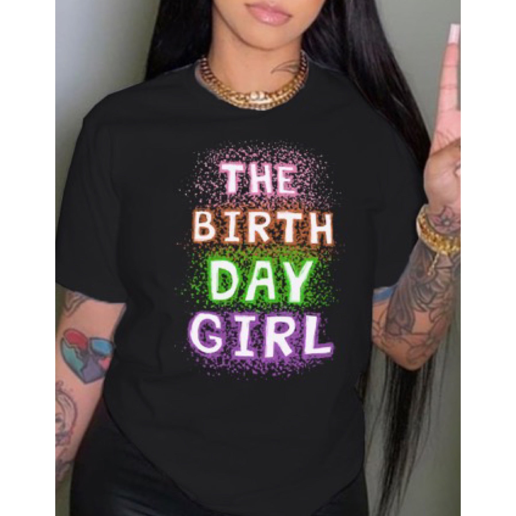 “The Birthday Girl” Black Graphic Tee Shirt