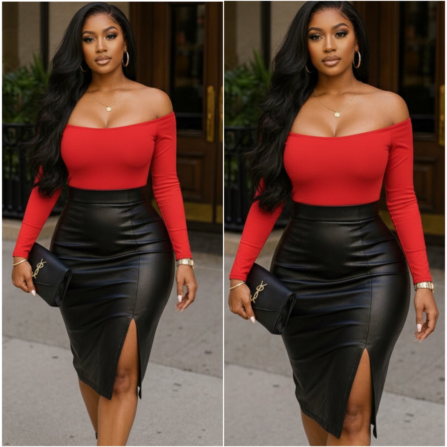 Faux leather Split Women’s Pencil Skirt