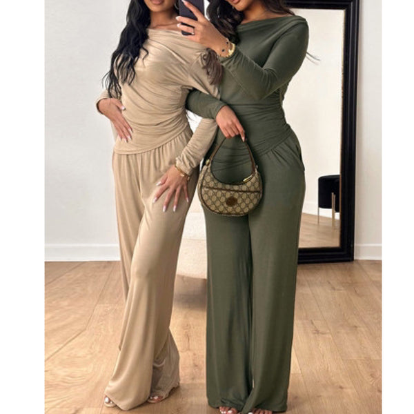 “Raquel” 2 Piece Lightweight Long Sleeve Pant Set