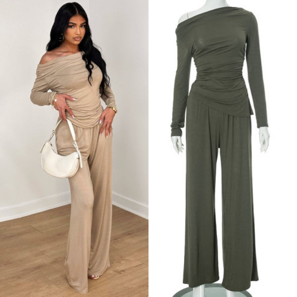 “Raquel” 2 Piece Lightweight Long Sleeve Pant Set