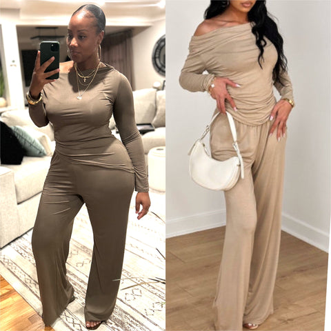 “Raquel” 2 Piece Lightweight Long Sleeve Pant Set