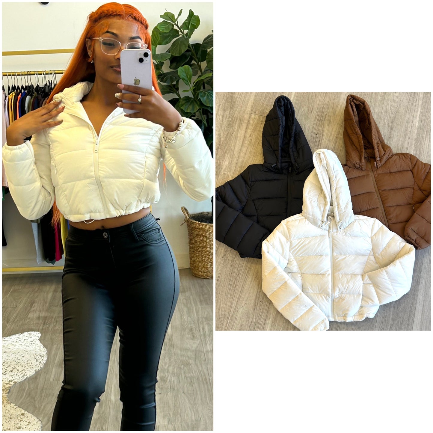 Crop Hooded Bubble Puffer Coat